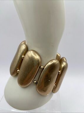 MarlaWynne Gold Tone Resin Bold Pebble Stretch Bracelet Statement Runway M/L
